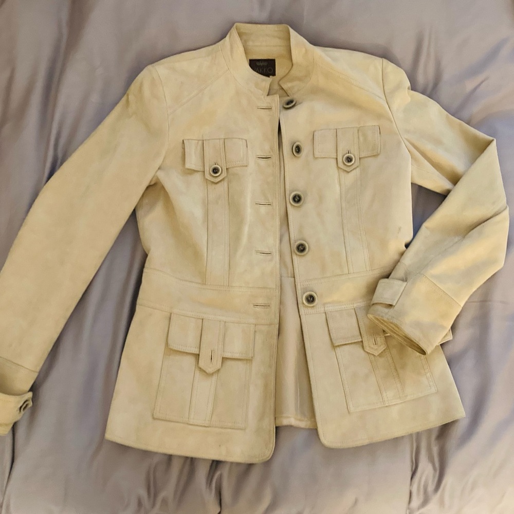 Vakko vintage goat suede jacket, military style, size 2